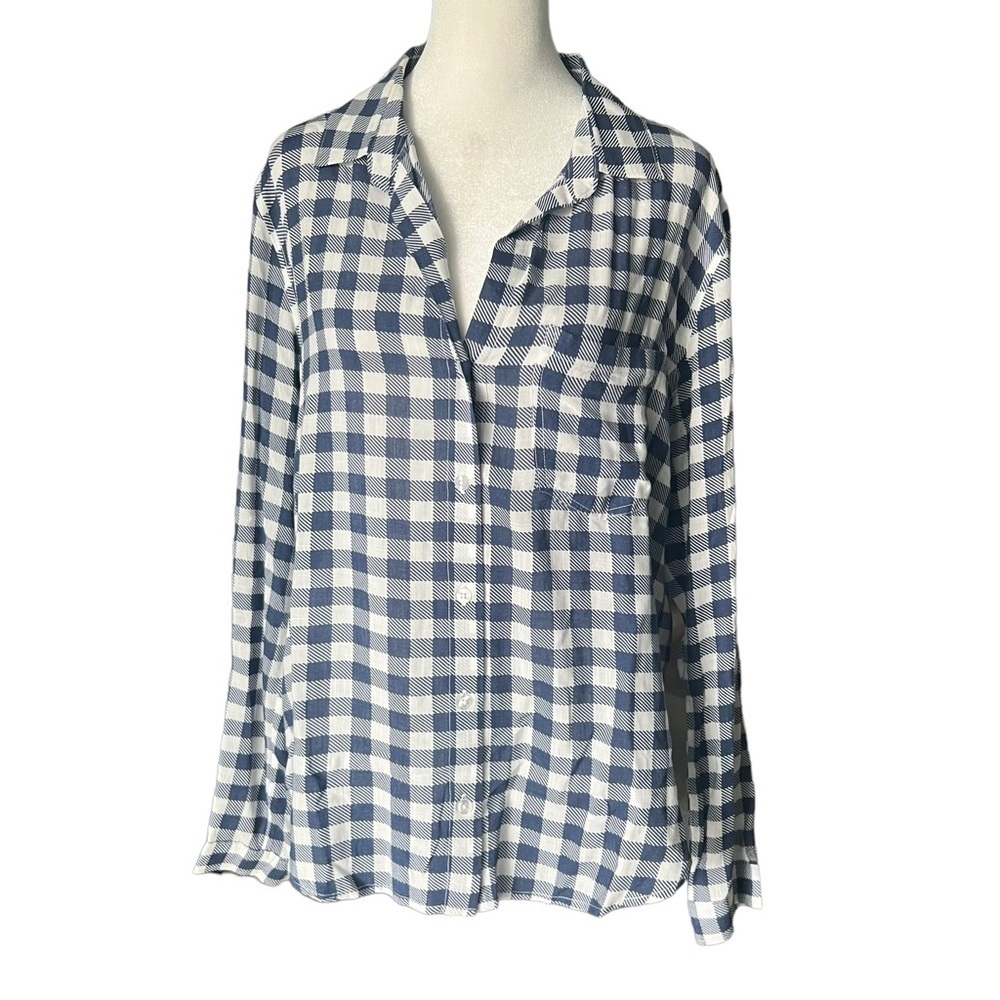 CLOTH & STONE Blue Gingham Button-down Blouse